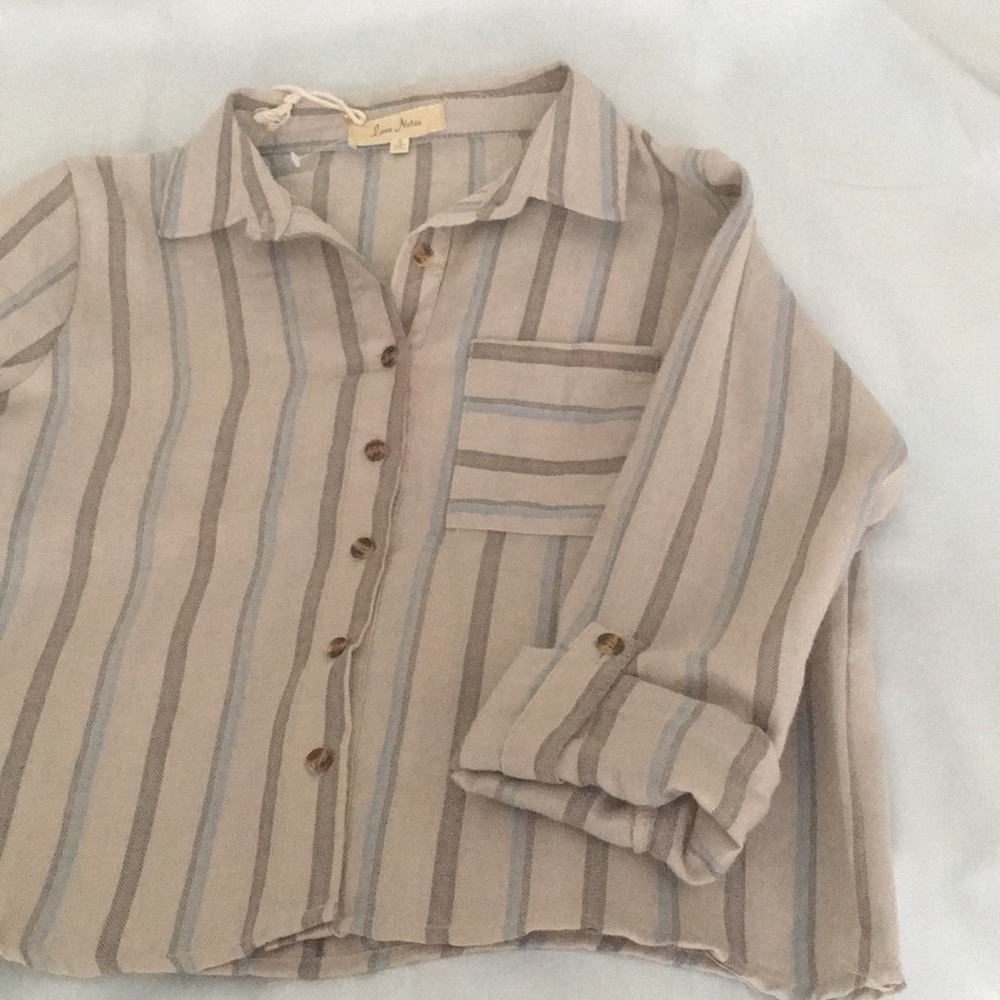 Brown stripe collar shirt